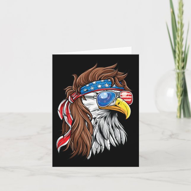 Patriotic Örn Mullet Usa American Flagga 4th Kort (Framsida)
