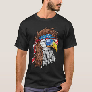 Patriotic Örn Mullet USA American Flagga T Shirt