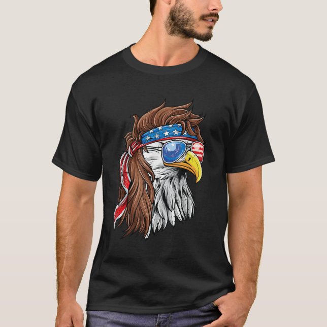 Patriotic Örn Mullet USA Amerikanska Flagga 4 T Shirt (Framsida)