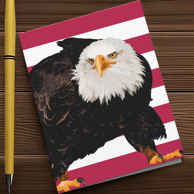 Patriotic Örn Proud American Flagga Anteckningskort (Patriotic Bald Eagle note card with USA flag stripes show gratitude for Veteran's Day.)