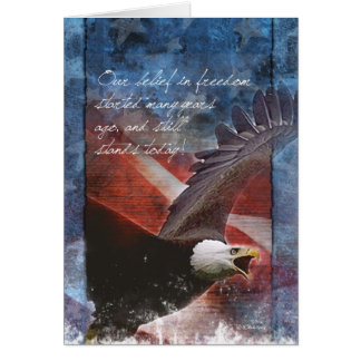 Patriotic Örn under flygning Thaker You Card Hälsningskort
