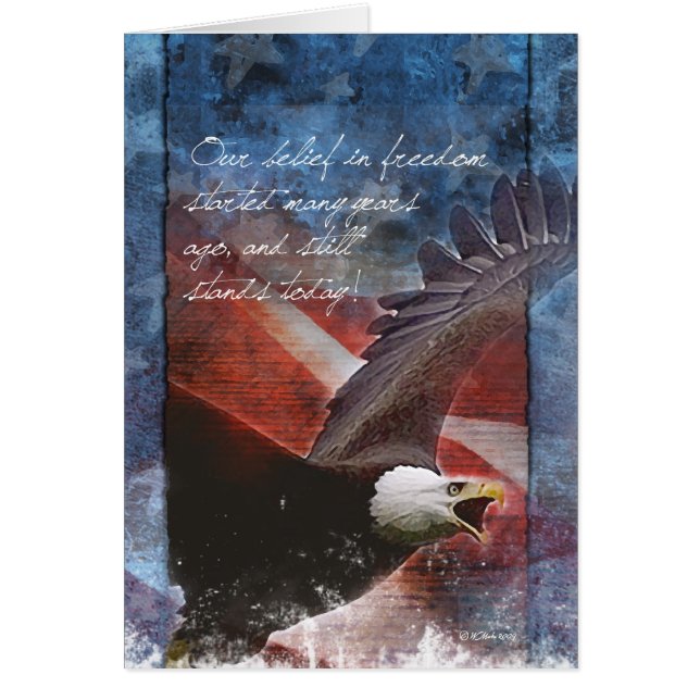 Patriotic Örn under flygning Thaker You Card Hälsningskort (Framsidan)