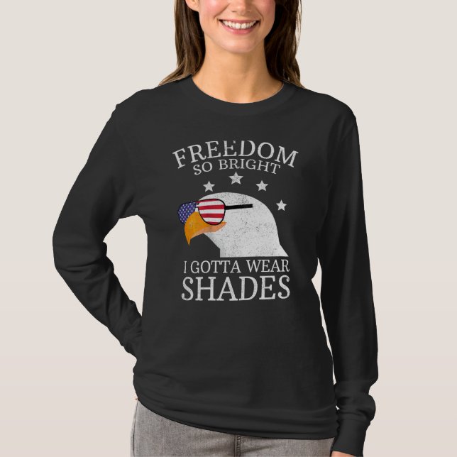 Patriotic Örn Wearing Shades Freedom So Bri T Shirt (Framsida)