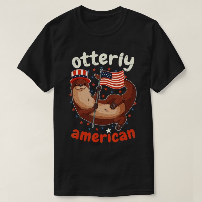 Patriotic Otterly American Flagga 4:e juli Otter T Shirt (Design framsida)