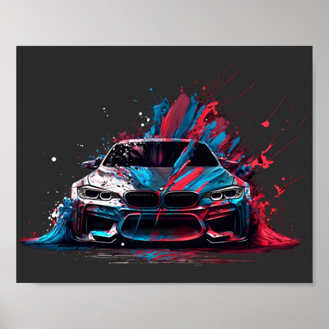 Patriotic Paint Splatter BMW Poster (Framsidan)