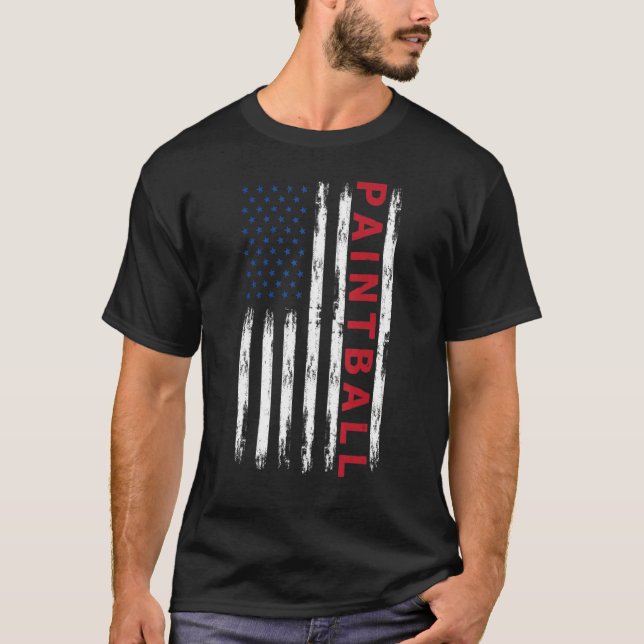 Patriotic Paintballer USA Flag Paintball T Shirt (Framsida)