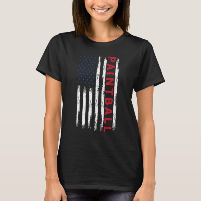 Patriotic Paintballer USA Flag Paintball T Shirt (Framsida)
