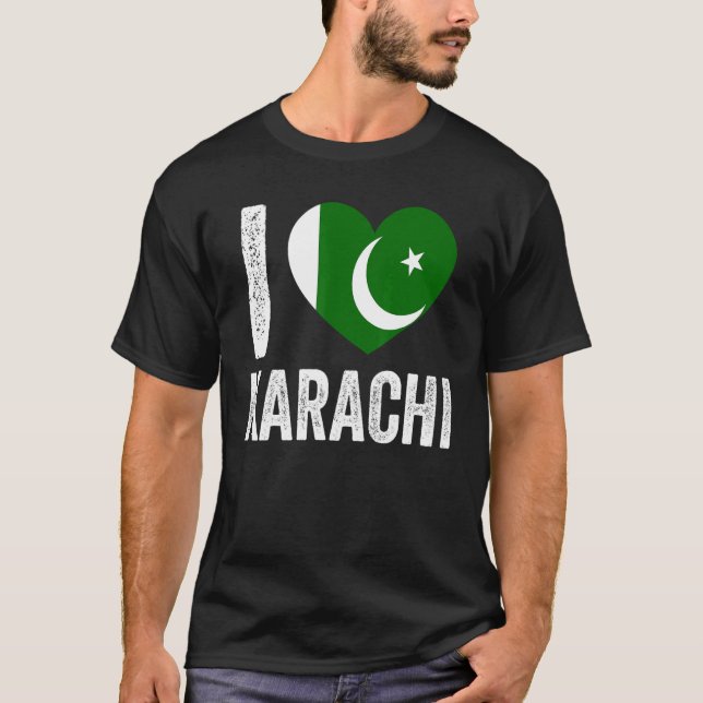 Patriotic Pakistan Pakistan Flagga I Kärlek Karach T Shirt (Framsida)