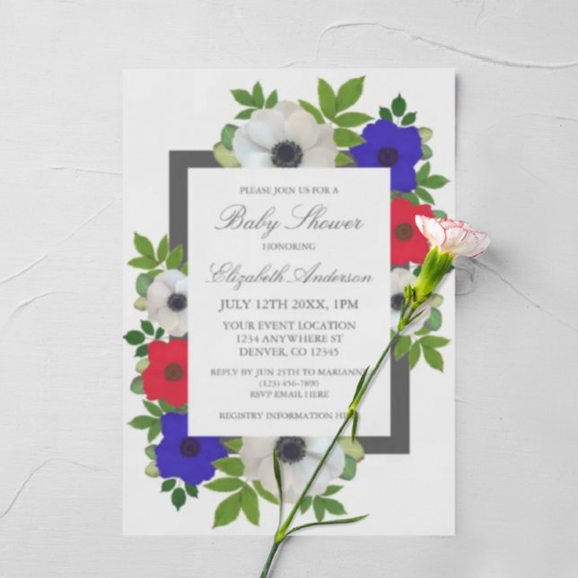 Patriotic Panda Anemone Baby Shower Inbjudningar (Skapare uppladdad)