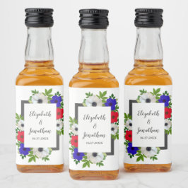 Patriotic Panda Anemone Bröllop Spritflaskor Etikett