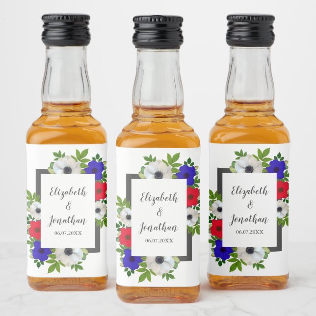 Patriotic Panda Anemone Bröllop Spritflaskor Etikett (Flaskor)