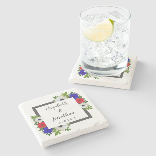 Patriotic Panda Anemone Bröllop Stenunderlägg (Sidan)