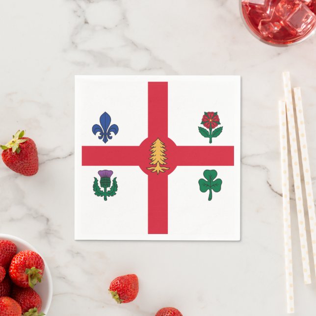 Patriotic paper napkins with flag of Montreal Pappersservett (Insitu)