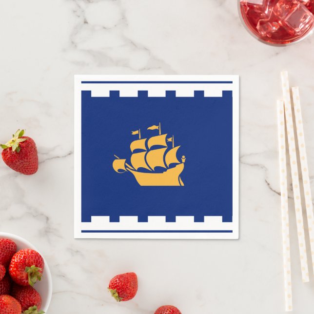 Patriotic paper napkins with flag of Quebec City Pappersservett (Insitu)