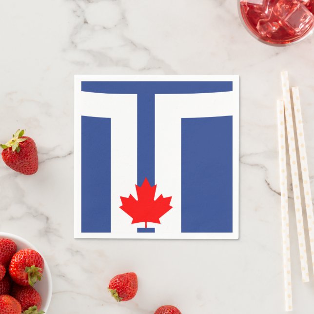 Patriotic paper napkins with flag of Toronto Pappersservett (Insitu)