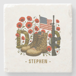 Patriotic Pappa - USA flagga med Combat Boots Stenunderlägg