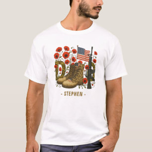 Patriotic Pappa - USA flagga med Combat Boots T Shirt