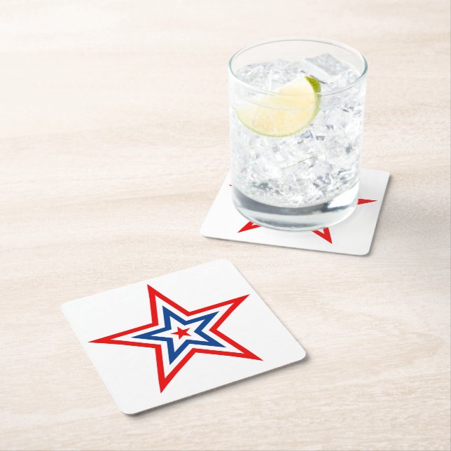 Patriotic Papper Star Drink Underlägg Kvadrat (Insitu)