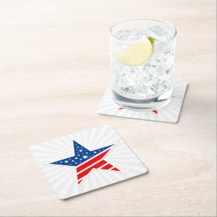 Patriotic Papper Star Drink Underlägg Kvadrat