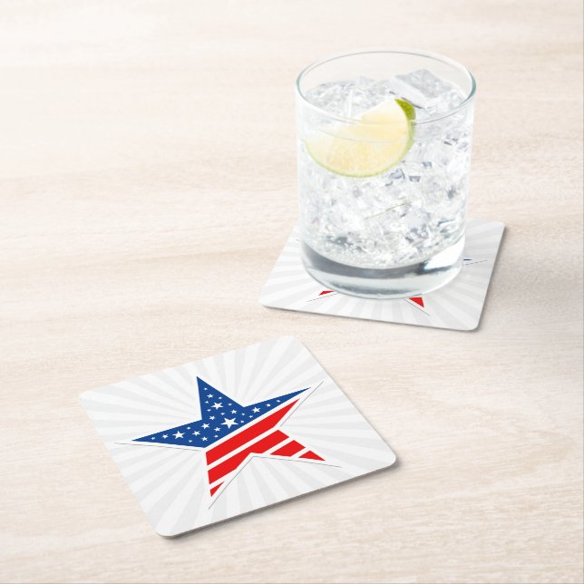 Patriotic Papper Star Drink Underlägg Kvadrat (Insitu)