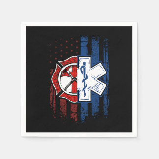 Patriotic Paramedic Firefighter EMT USA Flag EMS Pappersservett