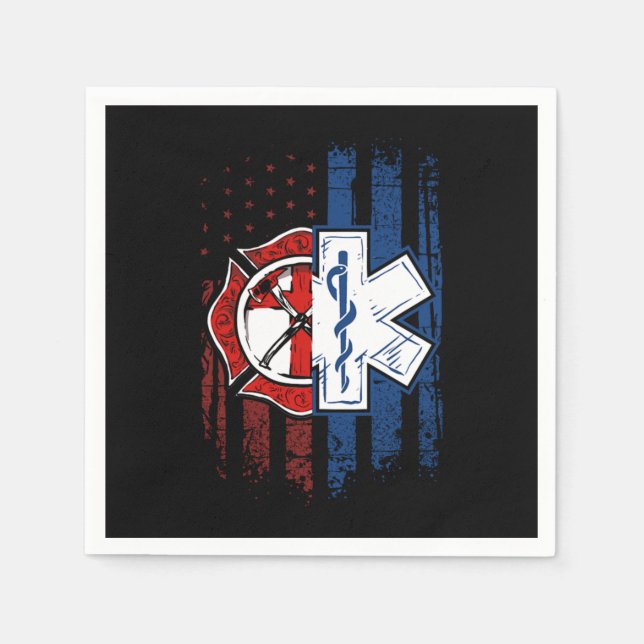 Patriotic Paramedic Firefighter EMT USA Flag EMS Pappersservett (Framsidan)
