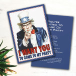 Patriotic Party - Vintage farbror Sam jag Trollspö Inbjudningar<br><div class="desc">Den klassiske vintagen farbror Sam Poster att bli en festinbjudan. Inbjudan är anpassade. Du kan ändra texten och teckensnittet i redigeringsområdet. Om du vill göra en fullständig anpassning klickar du på knappen Anpassa.</div>