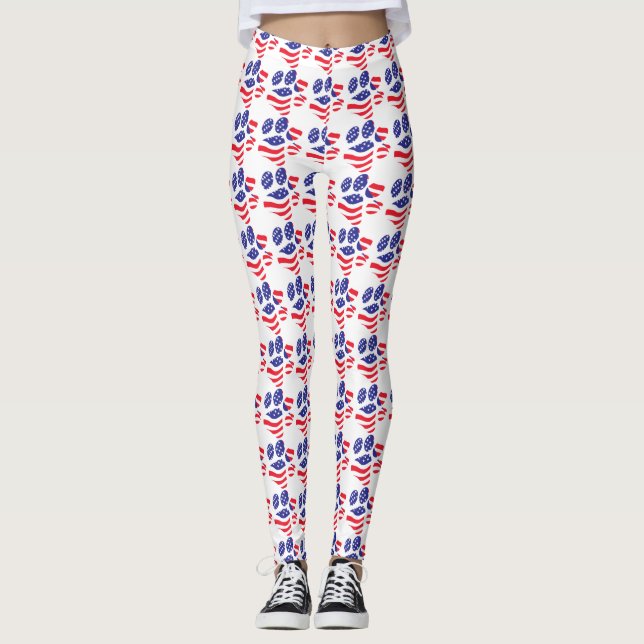 Patriotic Paw-utskrift Leggings (Framsida)