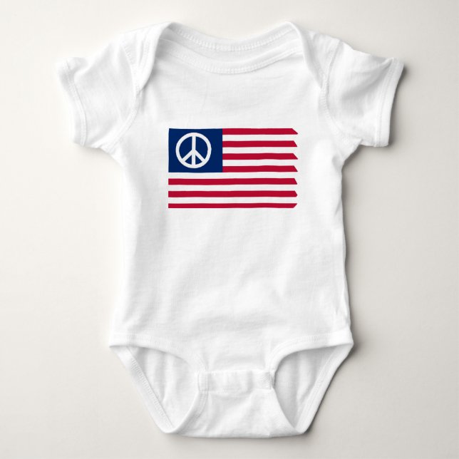 Patriotic Peace och American Flagga T Shirt (Framsida)