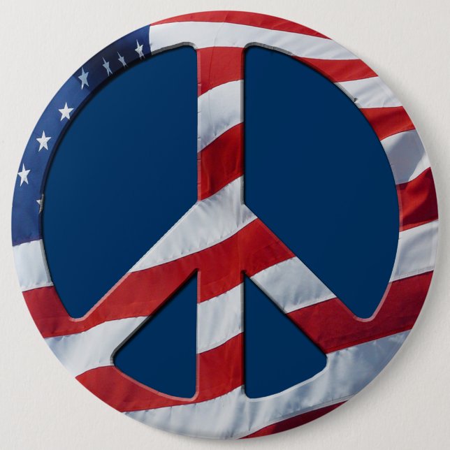 Patriotic Peace Symbol - US Flagga No more Krig Th Knapp (Framsida)
