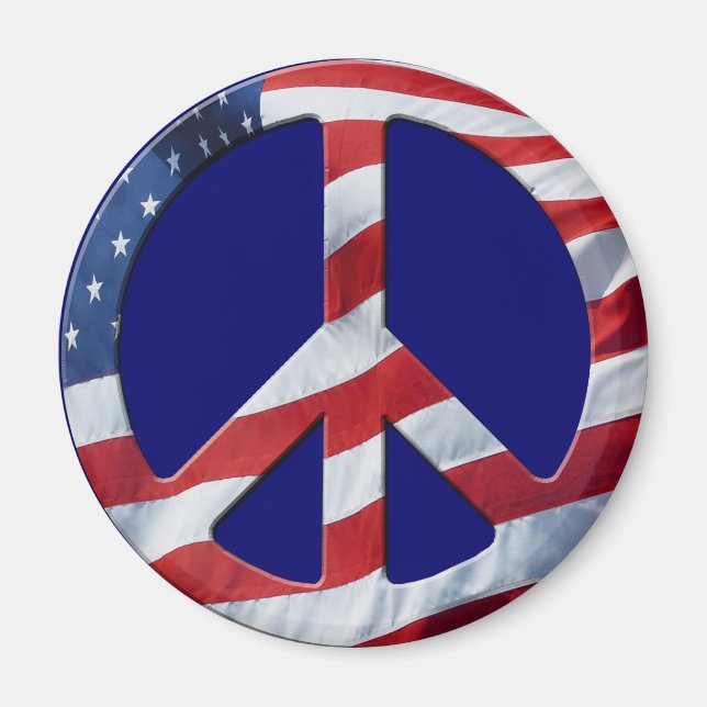 Patriotic Peace Symbol - US Flagga No more Krig Th Magnet (Framsidan)