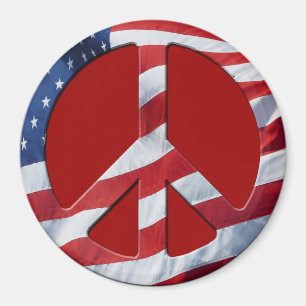 Patriotic Peace Symbol - US Flagga No more Krig Th Magnet