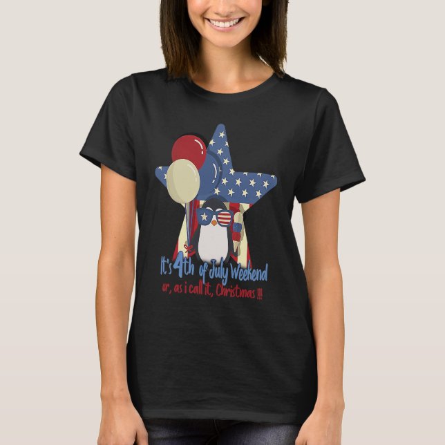 Patriotic Penguin American Flag Penguin  4th Of Ju T Shirt (Framsida)