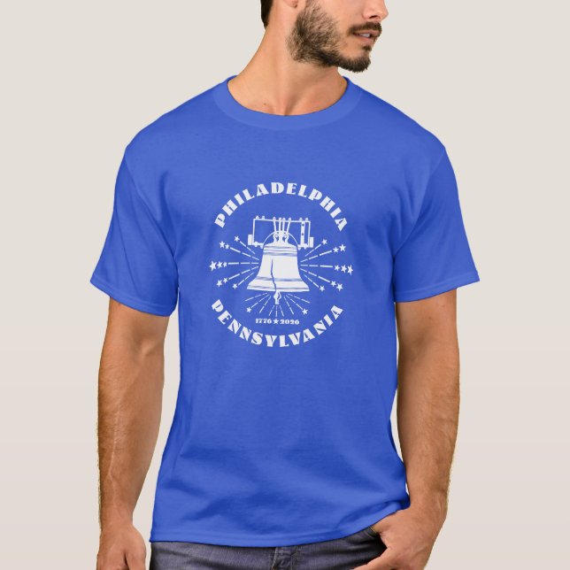 Patriotic Pennsylvania White Liberty Bell T-Shirt (Framsida)