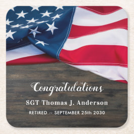 Patriotic Pension American Flagga Underlägg Papper Kvadrat