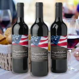 Patriotic Pension American Flagga Vinflaska Etikett