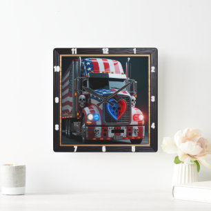 Patriotic Pets American Flagga Fyrkantig Klocka