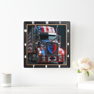 Patriotic Pets American Flagga Fyrkantig Klocka