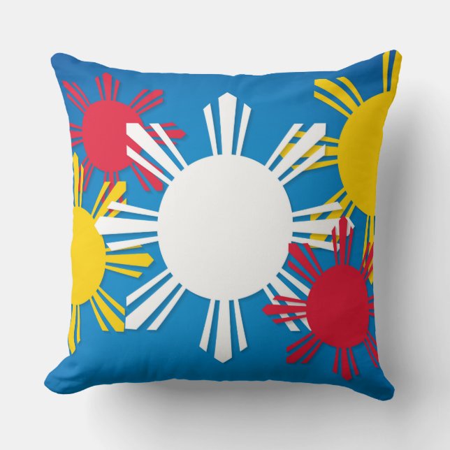 Patriotic Philippine Flagga Sol Pinoy Kudde (Framsida)