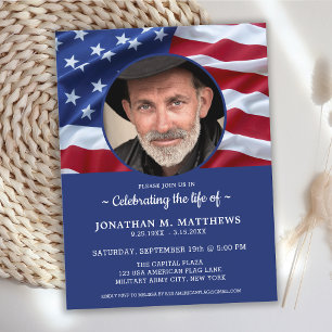 Patriotic Photo American Flagga Firande of Life Inbjudan Vykort