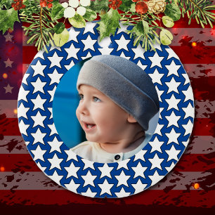 Patriotic Photo Baby första julprydnad Julgransprydnad Keramik