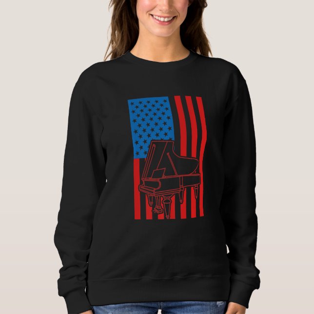 Patriotic Pianist US Flag Piano Premium T Shirt (Framsida)