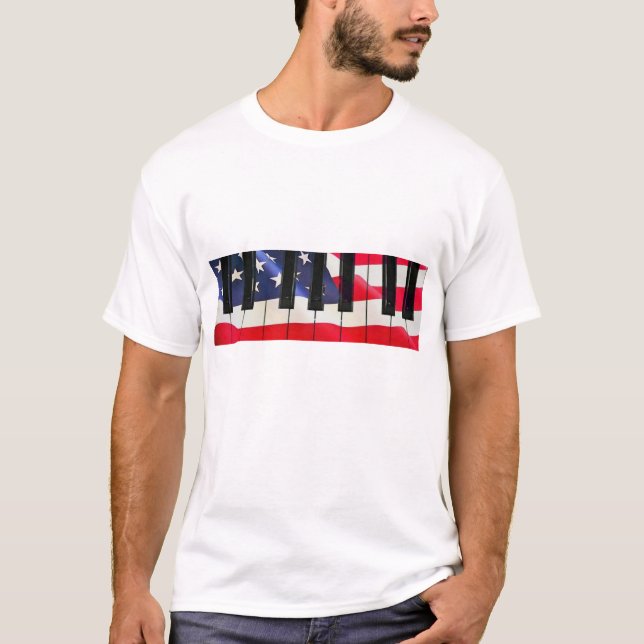 Patriotic Piano Nycklar T Shirt (Framsida)