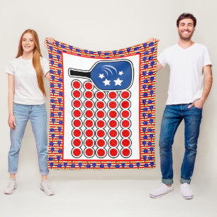 Patriotic Pickleball Rött vitt blått American Flag Fleecefilt
