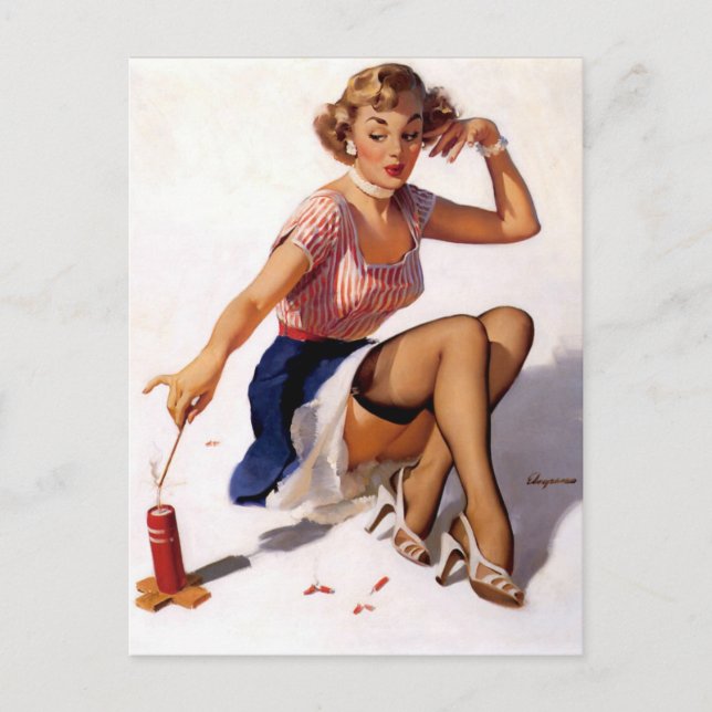 Patriotic Pin-Up Vykort (Framsida)
