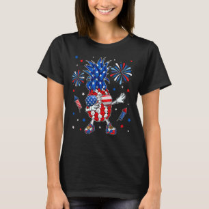 Patriotic Pineapple Dabbing 4th of Juli American P T Shirt