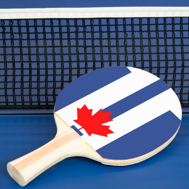 Patriotic, ping pong paddle with Flag of Toronto Pingisracket (Insitu)