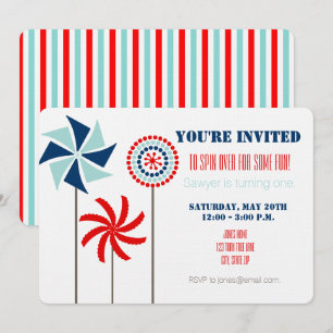 Patriotic Pinjul Birthday-inbjudan Inbjudningar