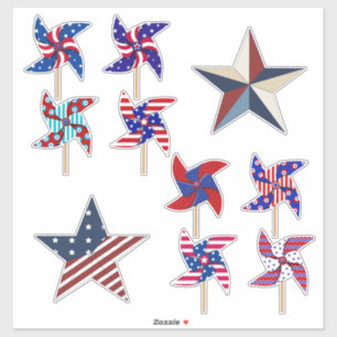 Patriotic Pinjul och Stars 4 juli Klistermärken