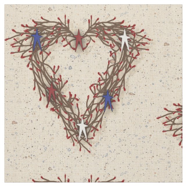 Patriotic Pip Berry Heart Fabric Tyg (Närbild)